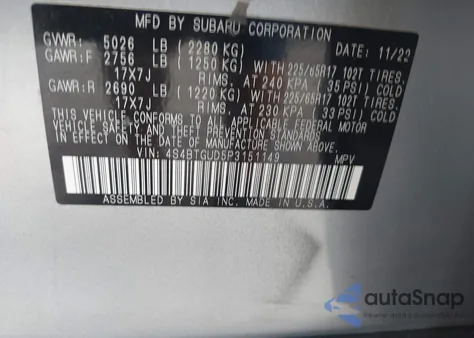 2023 Subaru Outback Wilderness from USA, damaged, VIN 4S4BTGUD5P3151149